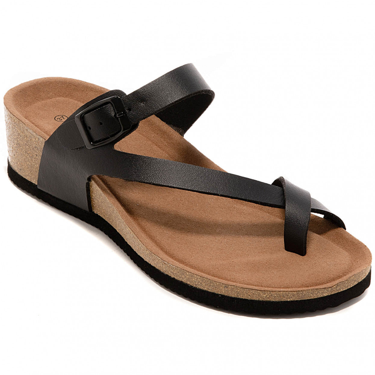Sandale femme compensée mule noire - Basma - Casualmode.fr