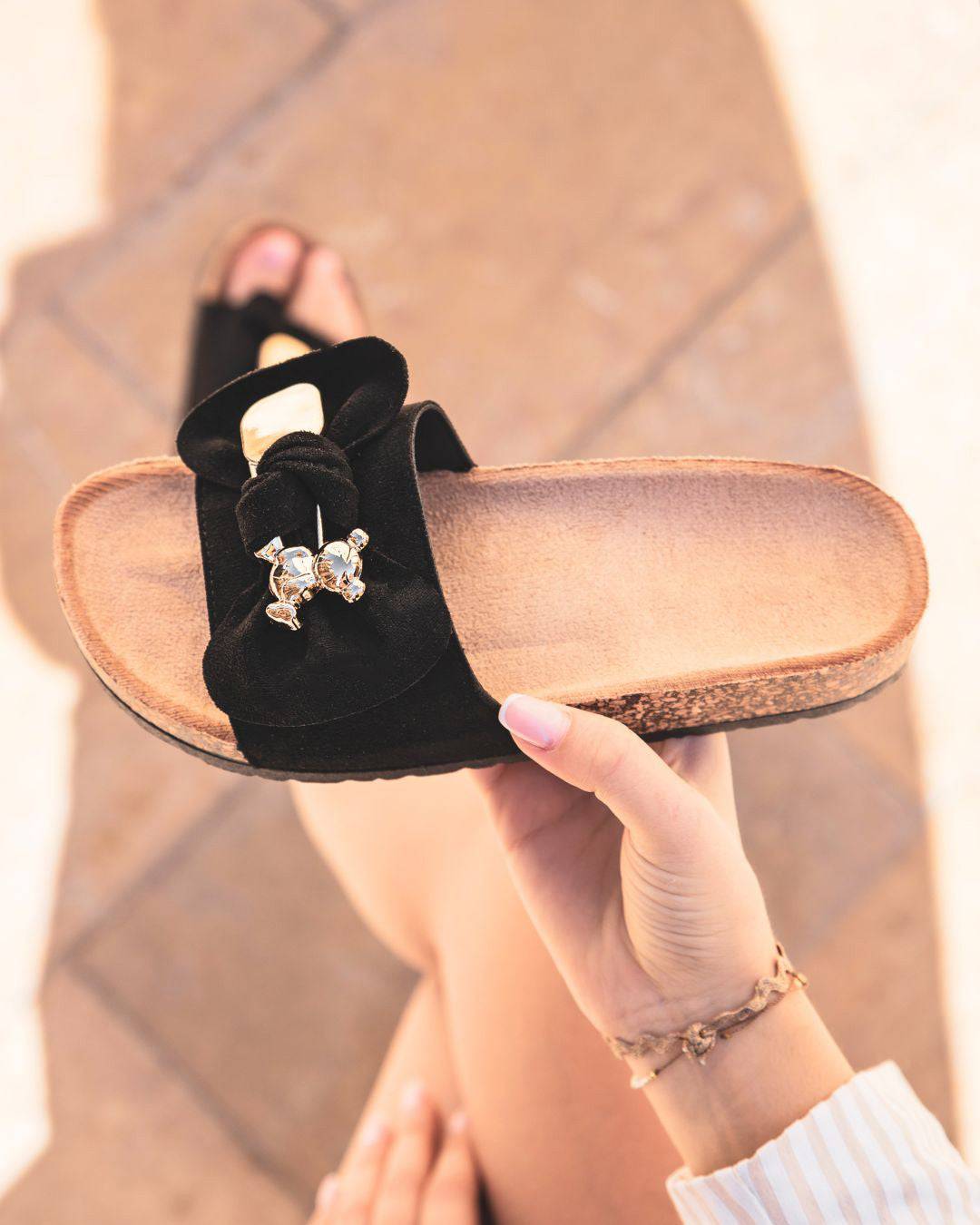 Sandale femme mule plate confort noir - Luce - Casualmode.fr