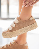 Basket femme espadrille beige et dorée - Delphine - Casual Mode