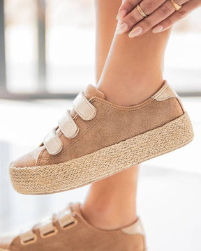 Basket femme espadrille beige et dorée - Delphine - Casual Mode