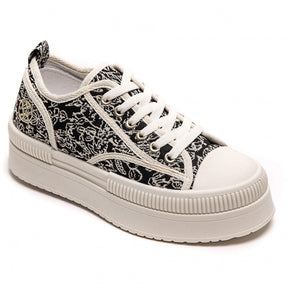 Basket femme toile noire à lacets - Imala - Casualmode.fr