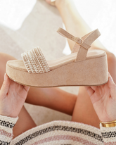 Sandale femme compensée taupe - Daisy - Casualmode.fr