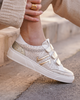 Basket femme motif serpent à scratch - CL84 GOLD - Casualmode.fr