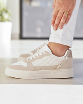 Basket femme compensée beige à lacets - Édith - Casualmode.fr