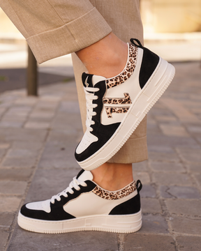 Basket femme noire à lacets - CL85 BLACK - Casualmode.fr