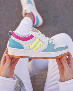 Basket femme bleu pastel à lacets - CL85 PASTEL - Casualmode.fr