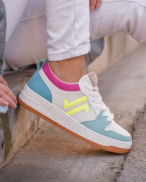 Basket femme bleu pastel à lacets - CL85 PASTEL - Casualmode.fr