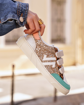 Basket femme multicolore à scratch - CL84 MULTI - Casualmode.fr