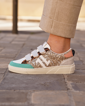 Basket femme multicolore à scratch - CL84 MULTI - Casualmode.fr