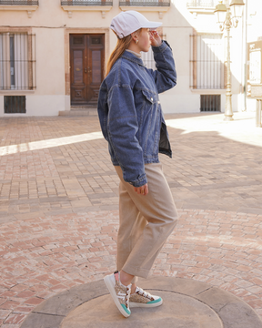 Basket femme multicolore à scratch - CL84 MULTI - Casualmode.fr