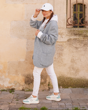 Basket femme compensée bleu pastel à lacets - CL89 PASTEL - Casualmode.fr