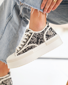 Basket femme toile noire à lacets - Imala - Casualmode.fr