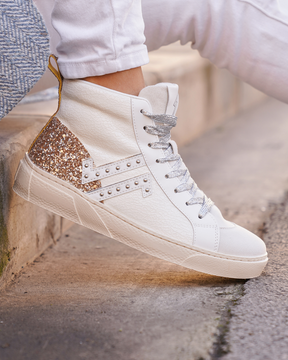 Basket montante femme blanche à lacets - CL87 WHITE - Casualmode.fr