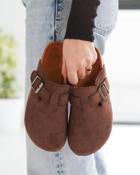 Mules femme marron avec boucle - Judy - Casualmode.fr