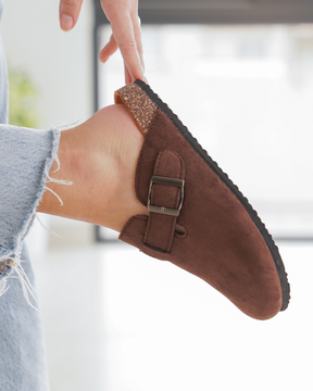 Mules femme marron avec boucle - Judy - Casualmode.fr