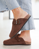 Mules femme marron avec boucle - Judy - Casualmode.fr