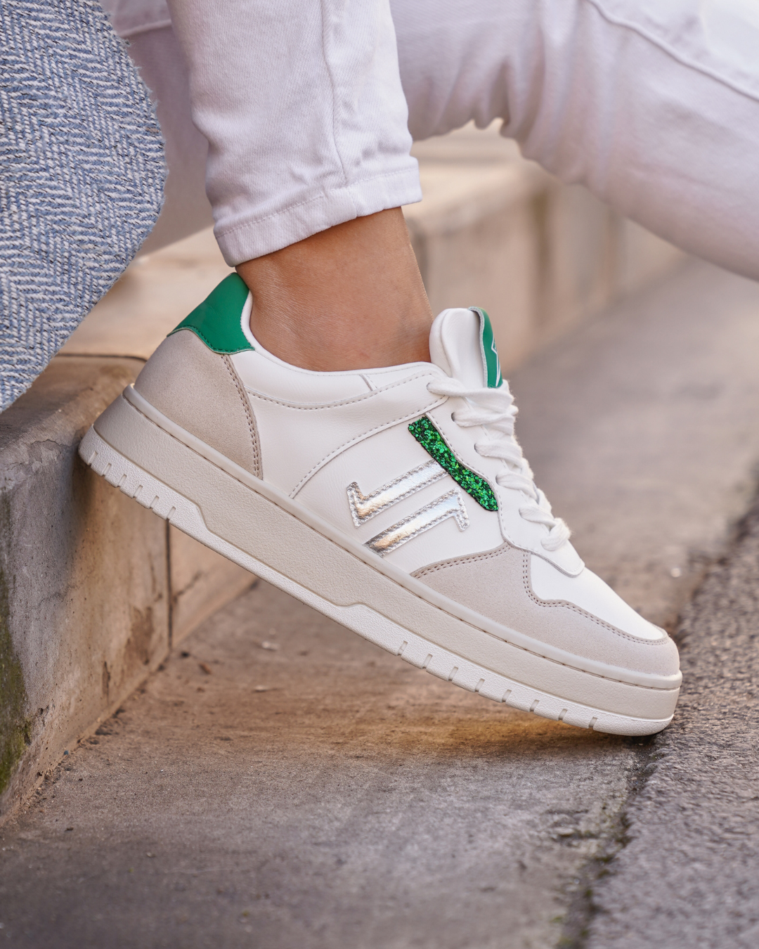 Basket femme verte à lacets - CL90 GREEN - Casualmode.fr