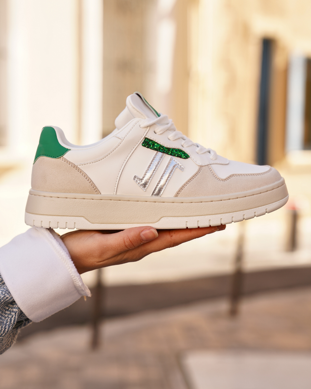 Basket femme verte à lacets - CL90 GREEN - Casualmode.fr