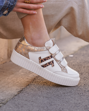 Basket femme creepers léopard à scratch - CL83 LEO - Casualmode.fr
