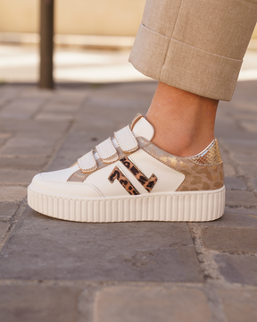Basket femme creepers léopard à scratch - CL83 LEO - Casualmode.fr