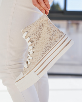 Basket montante femme dorée à lacets - Norah - Casualmode.fr