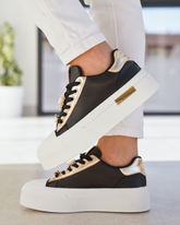 Basket femme compensée noire à lacets - Raquel - Casualmode.fr
