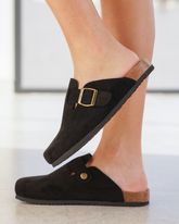 Mules femme noires avec boucle - Barbara - Casualmode.fr
