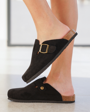 Mules femme noires avec boucle - Barbara - Casualmode.fr