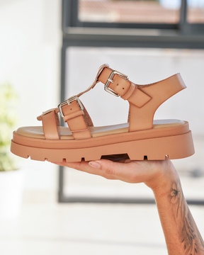Sandale femme plateforme camel - Lindsay - Casualmode.fr