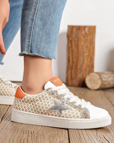 Basket femme étoile dorée à lacets - Calista - Casualmode.fr