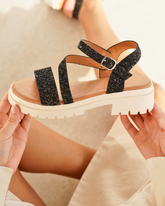 Sandale femme plateforme noire - Marcia - Casualmode.fr
