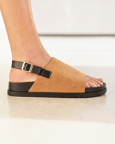 Sandale femme plateforme camel - Kenza - Casualmode.fr