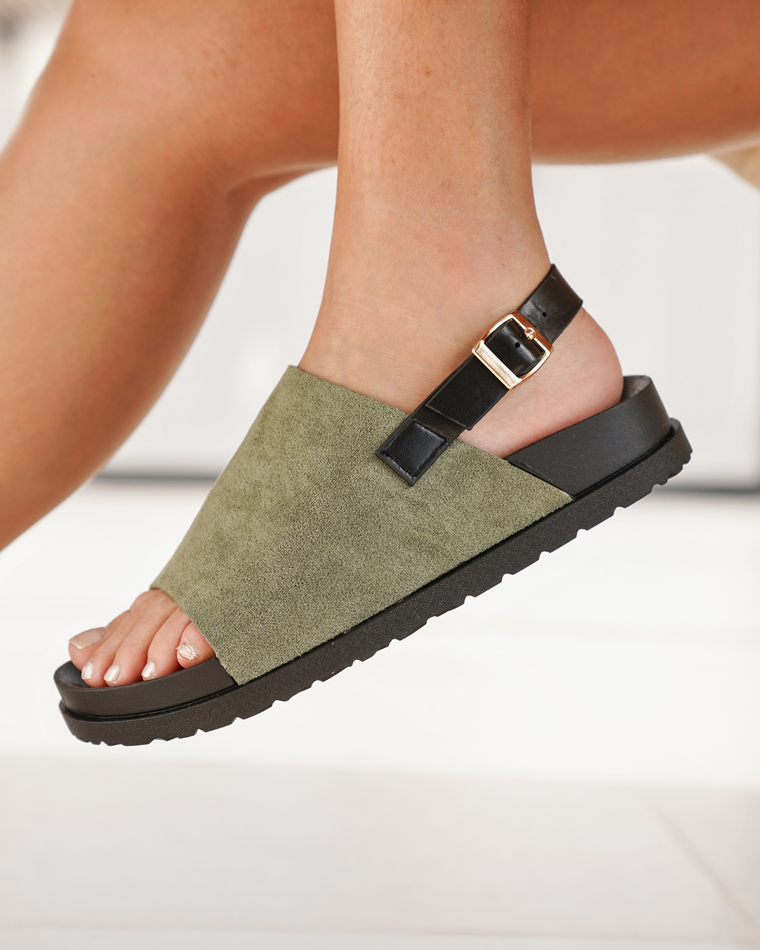 Sandale femme plateforme kaki - Kenza - Casualmode.fr