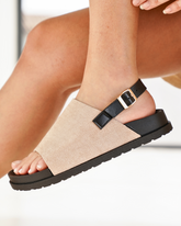 Sandale femme plateforme taupe - Kenza - Casualmode.fr