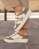 Basket femme creepers kaki à scratch - CL83 KAKI - Casualmode.fr