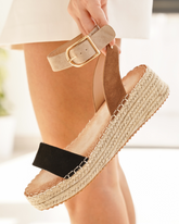 Sandale femme compensée noire - Fabiola - Casualmode.fr