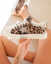 Basket femme étoile léopard à lacets - Jacinthe - Casualmode.fr
