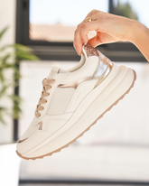 Basket femme compensée blanche à lacets - Isaure - Casualmode.fr