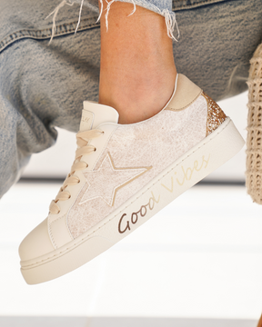 Basket femme étoile blanche à lacets - Esther - Casualmode.fr