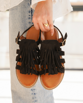 Sandale femme plate noire - Laura - Casualmode.fr