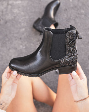 Bottines femme à ruban noires - Chelsea - Casualmode.fr
