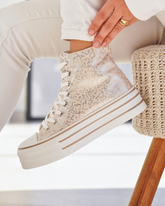 Basket montante femme dorée à lacets - Norah - Casualmode.fr