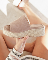 Sandale femme compensée taupe - Ebony - Casualmode.fr