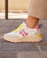 Basket femme compensée jaune à lacets - CL89 YELLOW - Casualmode.fr