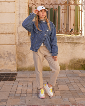 Basket femme compensée jaune à lacets - CL89 YELLOW - Casualmode.fr