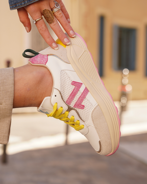 Basket femme compensée jaune à lacets - CL89 YELLOW - Casualmode.fr