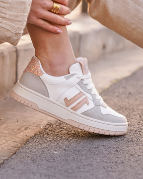 Basket femme rose à lacets - CL90 GREY - Casualmode.fr