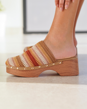 Sandale femme talon carré multicolore - Floriane - Casualmode.fr