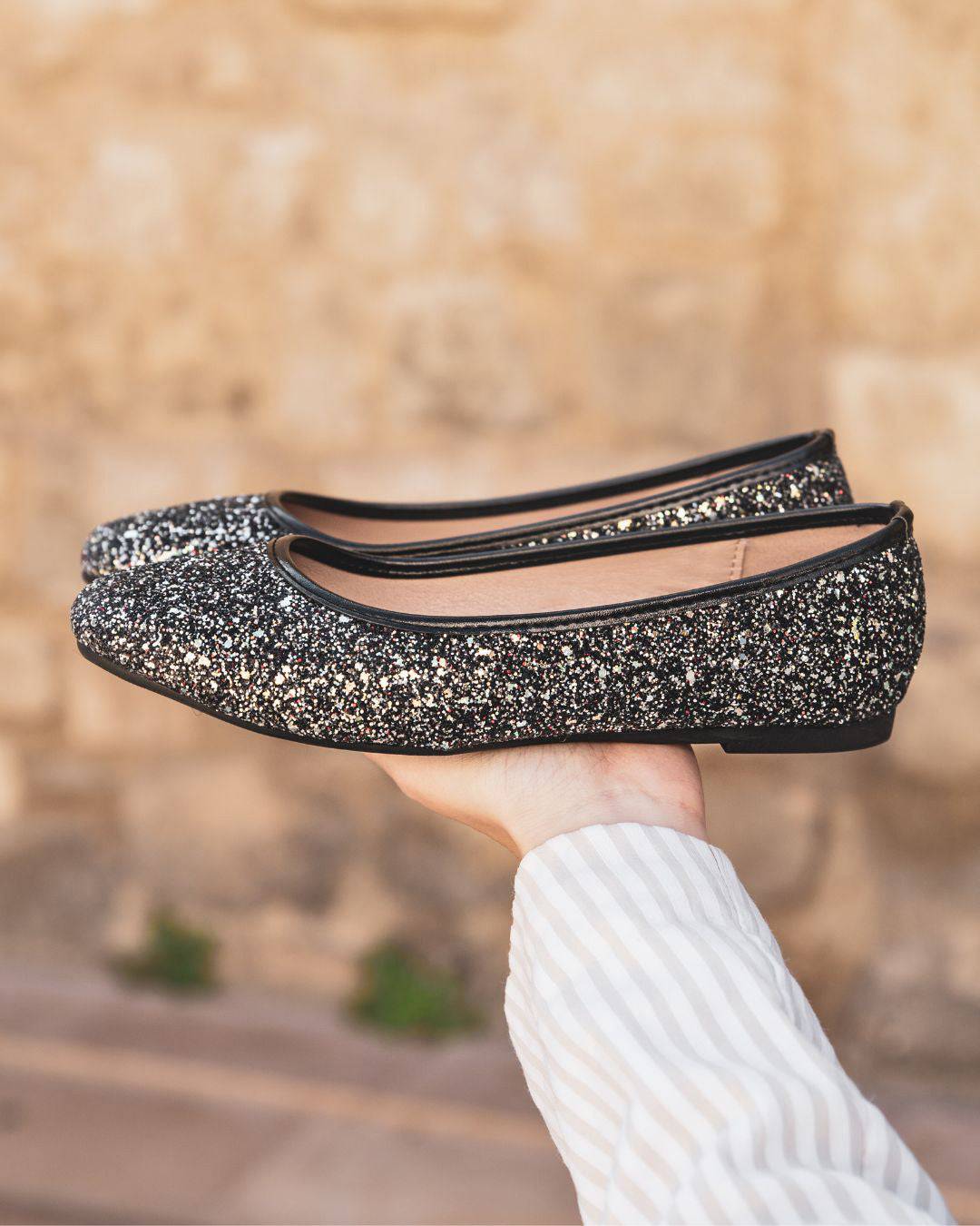 Ballerines femme pailletées noires - Divina - Casualmode.fr