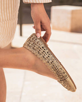 Ballerines femme plates confort dorées - Ombeline - Casualmode.fr